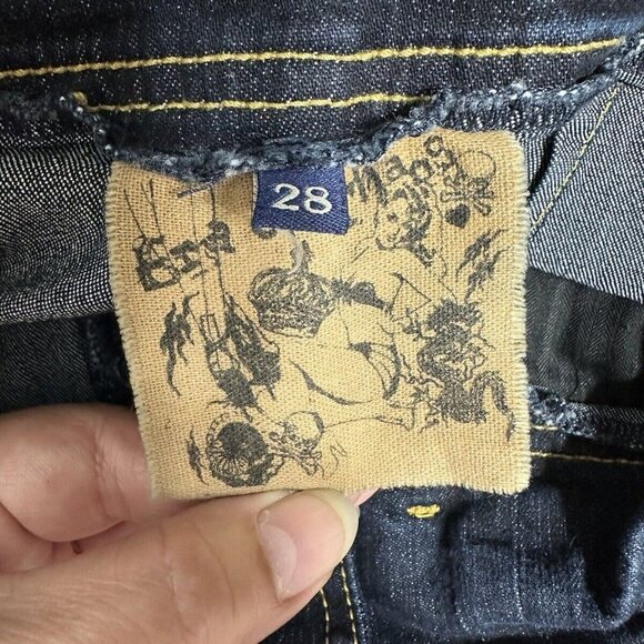 Era of Chaos Dark Wash‎ Denim Straight Leg Skinny Stretch Button Fly Overalls 28 - Picture 7 of 12